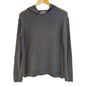 T Alexander Wang Grey 100% Cotton Knit Hooded Crewneck Sweater Size Small